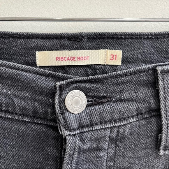 Levi’s Ribcage Bootcut Jeans Washed Black High Waisted  Button Fly Size 31/33 - Picture 9 of 14